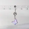 Clavo de Ombligo de Mariposa Anillo de Ombligo de Cuatro Colores Moca Acero Inoxidable Botón de Ombligo Perforado Nueva Joyería de Piercing Corporal al por Mayor