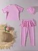 Traje de Banho Infantil Estilo Novo 2026 para Meninas, Estampa de Desenho Animado da Moda, Manga Longa, Calça Longa, Roupa de Banho Conservadora de Duas Peças para Meninas e Crianças Pequenas