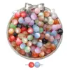 Cuentas Redondas Imitación Ojo de Gato de Resina Personalizadas Hechas a Mano DIY Coloridas con Agujero Recto Sueltas para Ensartar Pulseras Accesorios de Joyería Materiales