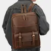 Mochila para Hombre de Cuero Crazy Horse Marlton Mochila de Negocios Grande Capacidad Estilo Europeo y Americano Bolsa Personalizada para Portátil de 15 pulgadas Mochila Escolar