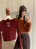 Yuanxi - Coleção de Outono, camiseta feminina de manga curta moderna e minimalista com estampa de letras, corte justo, ombros estruturados e gola redonda, estilo 266327