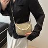 Estilo coreano pequeno saco quadrado saco de diamante cheio 2024 nova moda primavera e verão brilhante Diamond bolsa de pérolas cadeia crossbody bolsa para mulheres