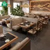 Nova mesa de jantar para hot pot estilo chinês com fogão de indução integrado, mesa e cadeiras para hot pot de laje de rocha, assentos para churrasco comercial e conjuntos de sofás feitos sob medida