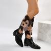 Botas Altas Transfronterizas para Mujer, Talla Grande, Nuevo Estilo Otoño e Invierno 2025, Tacón Cuadrado Transparente con Estrella de Cinco Puntas, Botas de Moda Europeas y Americanas para Mujer