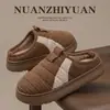 Pantuflas de Pana Gruesas de Algodón Hamuding para Hombres y Mujeres Pareja Más Terciopelo Cálidas para Interiores Hogar Antideslizantes Se Pueden Usar Afuera Pantuflas de Algodón