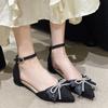Sandalias Baotou para Mujer Primavera 3cm Tacones Pequeños Tacones Bajos Tacones Altos Francesas Elegantes con Zapatos para Falda Zapatos de Punta