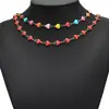 Novo Aço Inoxidável Colorido com Revestimento a Vácuo de Esmalte Corrente de Morango com Gotejamento de Óleo Corrente DIY Colar Pulseira Estilo Europeu e Americano Acessórios de Moda Venda por Atacado