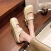 Chinelos Baotou Femininos Verão 2025 Primavera Nova Moda Versátil Rasteirinha Slip-on Sandálias Mary Jane