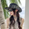 Chapéu de Cowboy Ocidental Estilo Étnico Chapéu de Montanhismo Retro Primavera Verão Feminino Proteção Solar de Aba Larga ao Ar Livre Chapéu Balde Protetor Solar Masculino