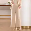 Pantalones de pierna ancha de lana pura elegantes y combinables para mujer, holgados, sueltos y cómodos, casuales, hipoalergénicos, pantalones cortos suaves y cálidos