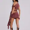 Nuevo producto de verano para mujer estilo europeo y americano transfronterizo: color sólido, escote asimétrico, corte sexy en la cintura, tie-dye de moda, vestido ajustado bodycon