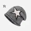 Gorro de lana para mujer, para otoño e invierno, apilado, para parejas, de punto, para primavera y otoño, con forma de luna y cabeza grande, cálido
