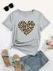 Ropa de Mujer de Comercio Exterior Transfronterizo Europeo y Americano Camiseta de Manga Corta para Mujer con Estampado de Corazón Simple y Cuello Redondo