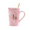 Taza de Cerámica de Mármol Set de Caja de Regalo Taza Taza de Café Pareja Creativa Cuchara Taza de Agua Regalo con Tapa