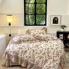 Sábana de cama estilo francés de cuatro piezas con volantes, estilo princesa, de encaje grande y agradable para la piel, estilo americano, nueva, 2024