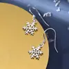 Aretes de copo de nieve de plata esterlina 925 aretes de flor simples para mujer aretes de corazón para niña de Navidad aretes de otoño e invierno