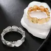 Pulsera elástica de disco plisado transfronteriza europea y americana, Pulsera de lujo ligero de alta gama, Diseño único y exagerado, Joyería de mano de nicho