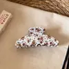 Pinza de cocodrilo vintage con estampado floral de lunares para niñas, pinza de garra versátil con estampado de cuadros dulces, leopardo japonés y coreano para el uso diario