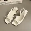 Sandalias de Tacón Alto Cuadradas con Moño Estilo Francés para Mujer, Nuevo Diseño de Nicho Verano 2026, Adecuadas para Combinar con Vestidos, Sandalias de Tacón Únicas