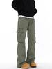 Pantalones casuales de trabajo de alta gama estilo americano deconstruidos con múltiples bolsillos para hombre, holgados, con vibra retro y combinables, pantalones largos microacampanados