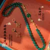 Nuevo Estilo Chino Vintage Costura Micro Incrustación Cadena Hebilla Ping An Ágata Calcedonia Cuenta Verde Collar Moda Elegante Mujer