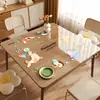 Mantel de mesa transparente de PVC de dibujos animados, impermeable, a prueba de aceite, lavable, resistente al calor, protector de escritorio de vidrio suave cuadrado