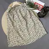 Falda Midi de Verano Estampado Floral de Cintura Alta Elástica Vintage Línea A Versátil Adelgazante Artística Retro Falda Paraguas