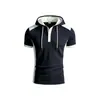 Camisa Polo con capucha para hombre de talla europea transfronteriza 2026, camiseta deportiva de manga corta con gofre y retazos, secado rápido y transpirable