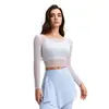 Ropa de Yoga Estilo Nuevo para Mujer, Conjunto de Dos Piezas para Pilates, Top de Fitness Transparente con Encaje Fresco y Sexy, Camiseta de Manga Larga