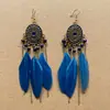 Aretes de Estilo Étnico para Mujer, Aretes Largos de Pluma con Borlas, Aretes de Viaje de Vacaciones de Lijiang, Yunnan Venta al por Mayor