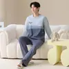 Pijamas de Algodón al por Mayor con Almohadillas en el Pecho para Parejas, Conjunto de Dos Piezas de Ropa de Casa de Dibujos Animados para Primavera y Otoño para Mujer, Una Pieza Envío Directo