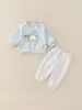 Roupa de Algodão Puro Estilo Primavera para Bebê Menino, Conjunto Dividido de Primavera para Meninos, Conjunto Dividido Estilo Primavera com Desenho para Bebês