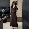 Estilo Chanel Transfronterizo Otoño Nuevo Calle Frita Sentido de Alta Gama Vestido de Punto Color Sólido Conjunto de Dos Piezas Falda Superior