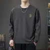 Nueva colección de otoño 2026: Camiseta de manga larga para hombre, estilo casual americano, corte holgado, cuello redondo, camiseta interior básica