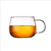 Copo de Vidro Borossilicato Simples Barrigudo Caneca de Café com Alça Flor Caneca de Chá Escritório Café da Manhã Bebida Transparente Redonda Copo Divertido