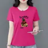 Novedad~Camiseta de Manga Corta con Cuello Redondo 2026 para Mujer, Top de Moda Holgado Versátil Estampado de Verano, Atuendo Casual para Mamá