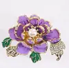 Nuevo Broche de Flor de Peonía Fugui para Mujer Elegante Esmalte Pintado a Mano Perla Corsage Vestido Cheongsam Pines Venta al por Mayor