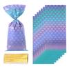 Bolsa de Embalaje de Boca Plana OPP con Impresión a Color de Patrón de Escamas de Sirena Impresión a Color Embalaje para Dulces Galletas con Bolsillo de Solapa Pantss