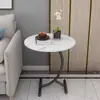 Mesa de Centro de Lujo Ligero, Decoración de Sala de Estar para el Hogar Nórdico, Mesa Redonda, Mesa Lateral para Sofá, Mesa de Café Pequeña Redonda de Losa de Roca, Mesa Redonda de Losa de Roca