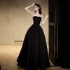 Vestido de Noche Negro sin Tirantes 2026 Nuevo Estilo Gama Alta Lujo Ligero Anfitrión de Banquete Examen de Arte Elegante Socialité Vestido Largo