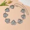 Venta al por mayor de fábrica Cadena de cintura metálica transfronteriza Accesorios de cadena corporal para mujer Punk Corazón Turquesa Cinturón para el vientre