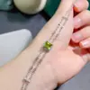 Pulsera de Peridoto Natural Plata 925 Chapado en Oro Blanco Piedra Principal Tamaño 6 mm Venta Caliente Transfronteriza Suministro Directo de Fábrica