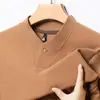Nova Blusa de Moletom Dupla Face para Homens de Meia-Idade Primavera 2025, Pulôver Casual de Manga Longa, Top Masculino
