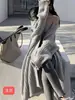 Cardigan Suéter Longo Europeu e Americano Acima do Joelho para Mulheres, Novo Estilo Outono e Inverno, Estilo Preguiçoso, Casaco de Tricô Solto e Grosso para Mulheres, Tendência