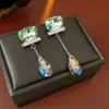 Brincos de Prata Estilo Coreano com Zircônia, Pingente de Gota d'Água e Franja, Brincos Versáteis da Moda, Brincos Assimétricos de Luxo Leve de Alta Qualidade, Design de Nicho
