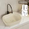 Lavabo de mesa de cerámica para apartamento pequeño estilo crema, lavabo de baño, lavabo de arte para el hogar, lavabo ovalado europeo