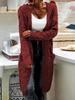 Nuevo Producto Transfronterizo Comercio Exterior Europeo y Americano Amazon Cárdigan de Punto Suelto de Color Sólido Trenzado de Hilo Grueso Chaqueta Suéter de Largo Medio para Mujer