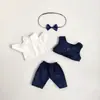 [Solo la Ropa] Serie Jc Serie Pequeña Ropa para Muñeca Conejo de 15 cm Traje Azul Oscuro Set de Vestido de Novia