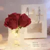 Lâmpada de Flor Rosa Famosa na Internet com Luz de Cristal e Base de Madeira Maciça, Dia dos Namorados, Festival Qixi, Decoração de Aniversário, Presente de Feriado