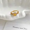 Novo Anel Quadrado Amarelo de Zircônia Estilo Chinês de Luxo Leve para Mulheres, Anel Ajustável de Estilo Vintage de Alta Qualidade, Anel de Nicho para Mulheres